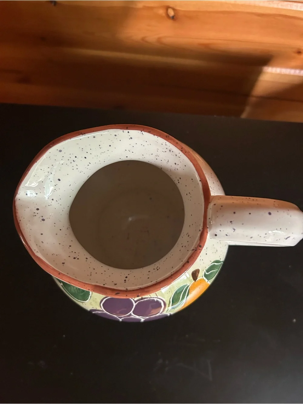 Painted Ceramic Fruit 🍇🍐Pitcher in Purple, Yellow & Green
